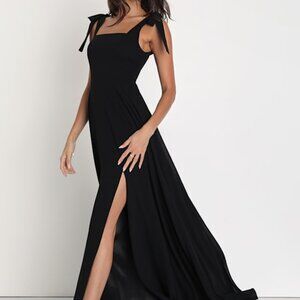 Lulus Love Me Forever Black Square Neck Maxi Dress - Size XL